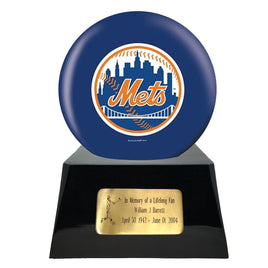 Baseball Trophy Urn Base with Optional New York Mets Team Sphere