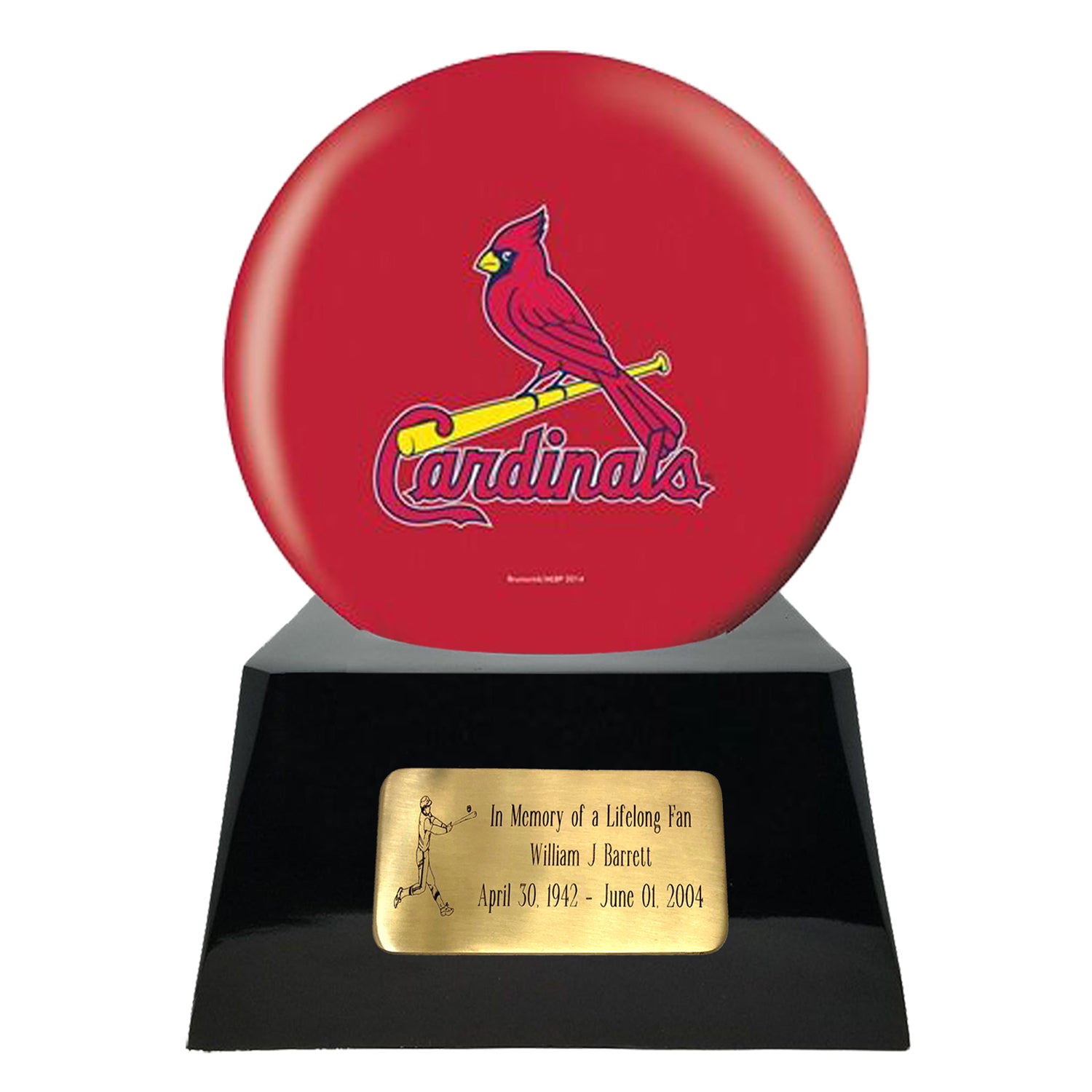 Baseball Trophy Urn Base with Optional St Louis Cardinals Team