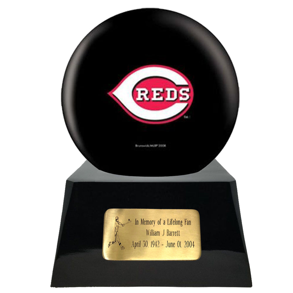 Baseball Trophy Urn Base with Optional Cincinnati Reds Team Sphere