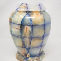 Blue Checked Kylix Real Marble Urn - IUMA113