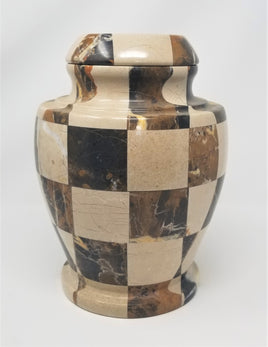 Tan Checked Olpe Real Marble Urn - IUMA120