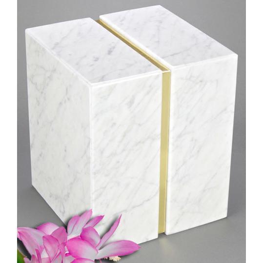 White Carrera Real Marble Companion Urn - IUMA121