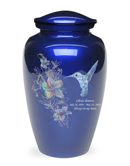 Exquisite Series - Mother of Pearl Hummingbird on Blue - IUME103-Blue