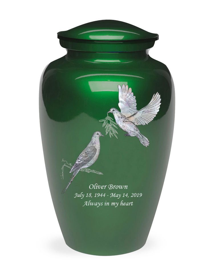 Exquisite Series - Mother of Pearl Doves on Green - IUME110