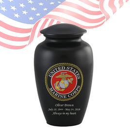 Military Series - United States Marine Corps Cremation Urn, Black - IUMI129-Black