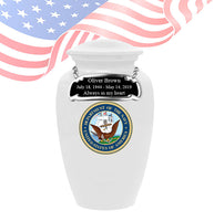 Military Series - United States Navy Cremation Urn, White - IUMI130