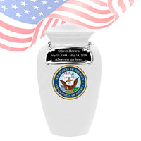 Military Series - United States Navy Cremation Urn, White - IUMI130