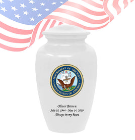 Military Series - United States Navy Cremation Urn, White - IUMI130