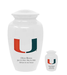 Fan Series - University of Miami Hurricanes White Memorial Cremation Urn - IUMIA100