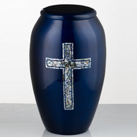 Mother of Pearl Cross on Blue - IUMOP120