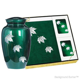 MOP Green Leaf - Urn & Stationery Box Set - IUMOP107-SET