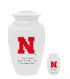 Fan Series - University of Nebraska Cornhuskers White Memorial Cremation Urn - IUNBR100