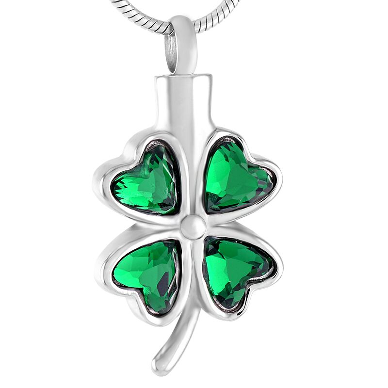 Green Glass Clover-Shamrock Pendant - IUPN149