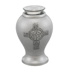 Classic Cross Silver Tealight Cremation Urn - IURE109-S-TL