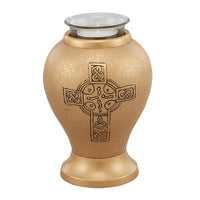 Classic Cross Gold Tealight Cremation Urn - IURE109-TL
