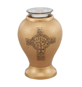 Classic Cross Gold Tealight Cremation Urn - IURE109-TL