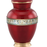 Zeus Adult Urn with Mother of Pearl Band - Red - IURG137