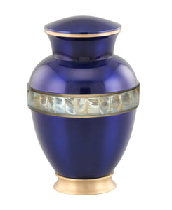 Zeus Adult Urn with Mother of Pearl Band - Blue - IURG139
