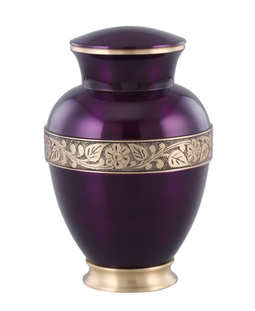 Zeus Adult Urn with Brass Band - Purple - IURG140