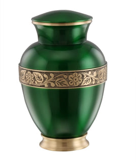 Zeus Adult Urn with Brass Band - Green - IURG142