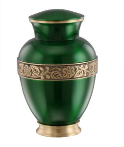 Zeus Adult Urn with Brass Band - Green - IURG142