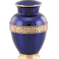 Zeus Adult Urn with Brass Band - Blue - IURG143