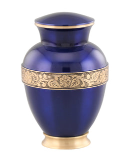 Zeus Adult Urn with Brass Band - Blue - IURG143