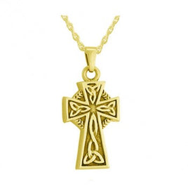 Gold Plated Silver Curvy Cross Jewelry - IUSPN111-G