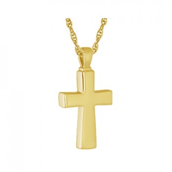 Gold Plated Silver Polished Cross Jewelry - IUSPN115-G