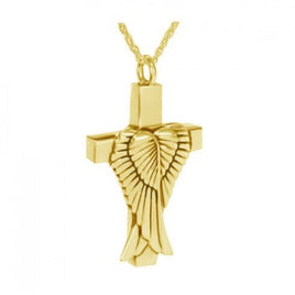 Gold Plated Silver Wings on the Cross Pendant - IUSPN122-G