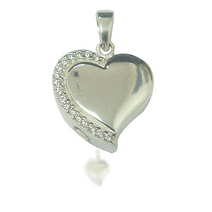 Silver Heart Half Diamond Pendant - IUSPN124