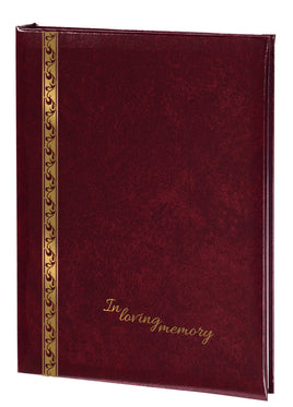 Imperial Scroll & In Loving Memory Memorial Guest Book -6 Ring-STGR104-Burgundy