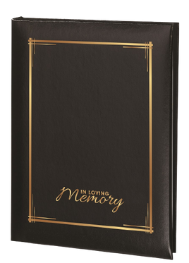 Decorative Frame & In Loving Memory Memorial Guest Book - 6 Ring - STGR105-Black