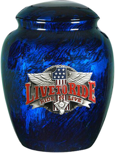 Symbolic Series - Live to Ride Themed Urn - Blue - IUSY104