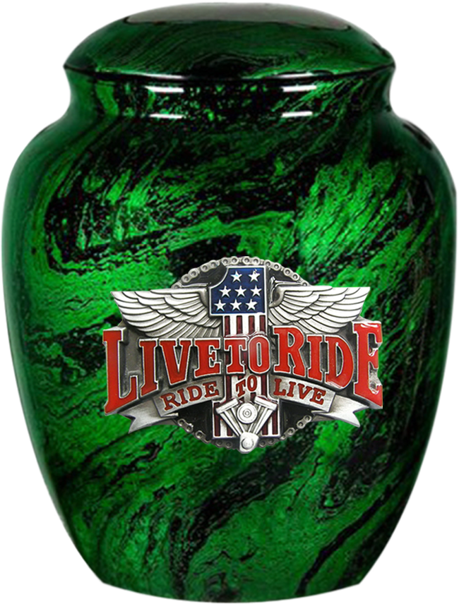 Symbolic Series - Live to Ride Themed Urn - Green - IUSY106