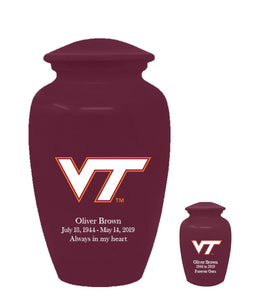 Fan Series - Virginia Tech Hokies Maroon Memorial Cremation Urn - IUVGTE100