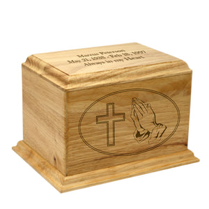 Woodland Cross-Praying Hand Cremation Urn - Large - IUWC110