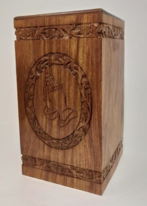 Scratch & Dent Rosewood Tower Urn with Praying Hands - IUWD108-PH