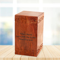 Large Solid Rosewood Brass Cross Tower Cremation Urn - IUWD115-CROSS