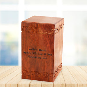 Large Solid Rosewood Brass Cross Tower Cremation Urn - IUWD115-CROSS