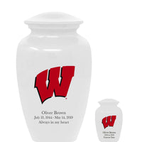Fan Series - University of Wisconsin Badgers White Memorial Cremation Urn - IUWIS100
