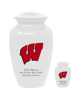 Fan Series - University of Wisconsin Badgers White Memorial Cremation Urn - IUWIS100