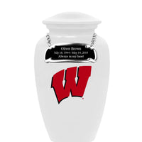 Fan Series - University of Wisconsin Badgers White Memorial Cremation Urn - IUWIS100