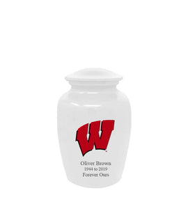 Fan Series - University of Wisconsin Badgers White Memorial Cremation Urn - IUWIS100