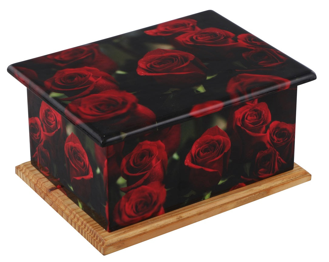 Red Rose Wooden Wrap Urn - IUWT108| Infinityurns