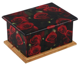 Red Rose Wooden Wrap Urn - IUWT108