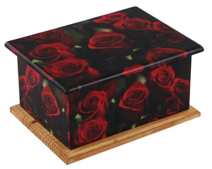Red Rose Wooden Wrap Urn - IUWT108