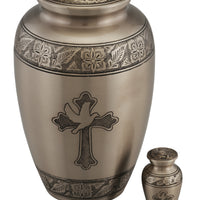 Classic Cross & Dove Cremation Urn - Pewter - Overstock Deal LU100