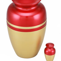 Classic Two Tone Cremation Urn with free keepsake - Red and Gold - Overstock Deal