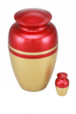 Classic Two Tone Cremation Urn with free keepsake - Red and Gold - Overstock Deal